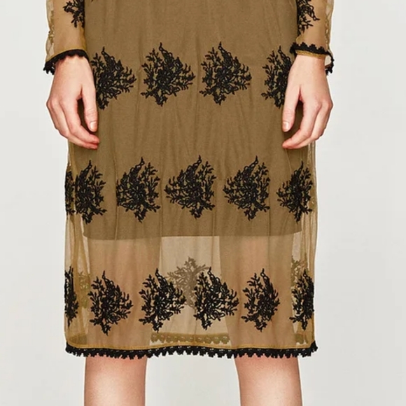 ZARA Embroidery Tulle Dress - Picture 9 of 11